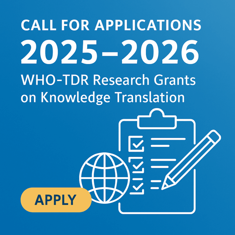 Call for Applications: WHO-TDR Research Grants on Knowledge Translation 2025–2026